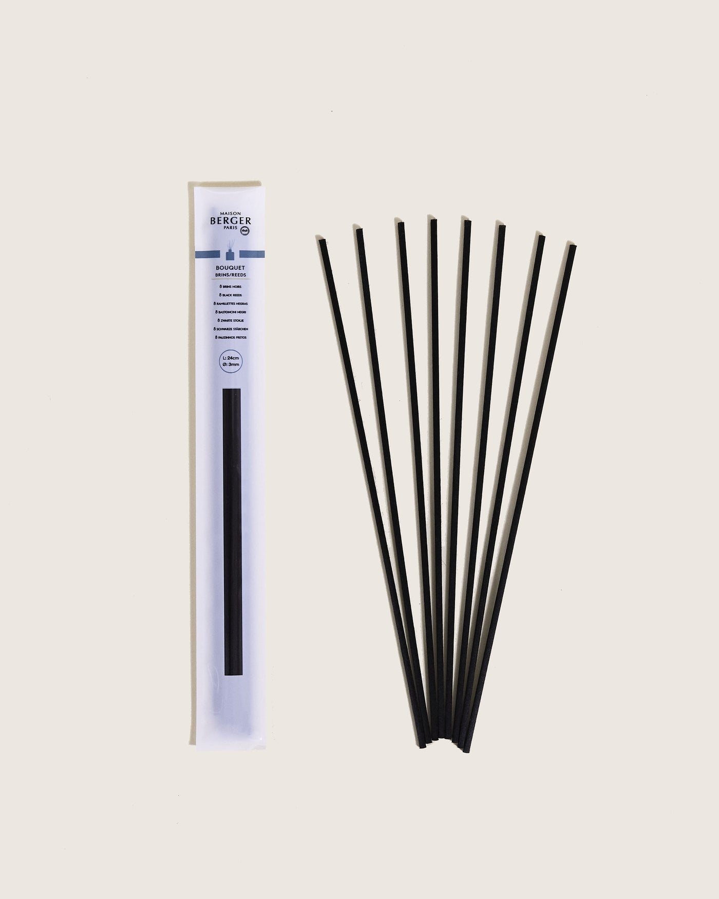 Set van 8 zwarte sticks 24cm